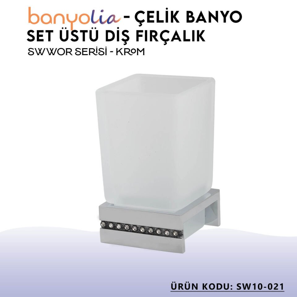 BANYOLİA - Çelik Banyo Swwor Set Üstü Diş­ Fırçalık (SW10-021)