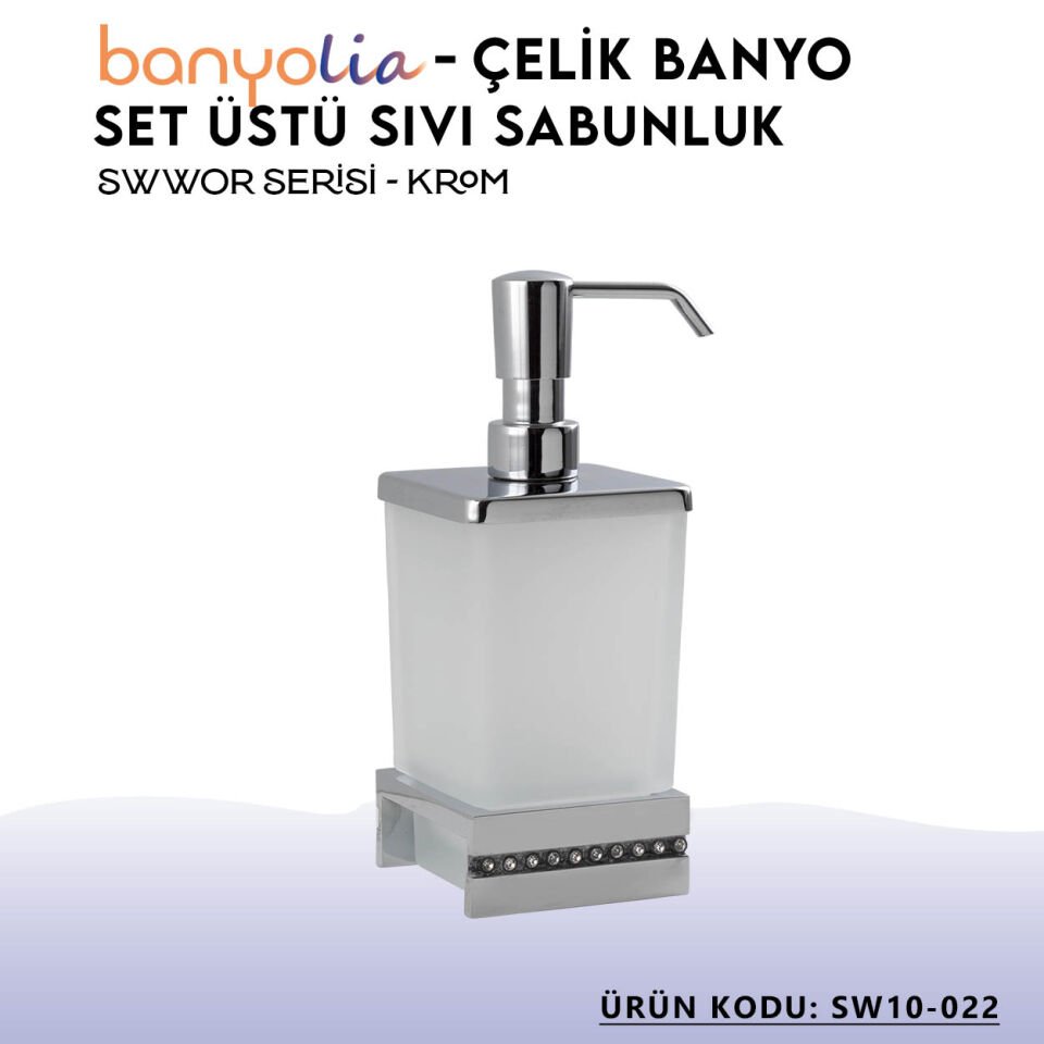 BANYOLİA - Çelik Banyo Swwor Set Üstü Sıvı Sabunluk (SW10-022)