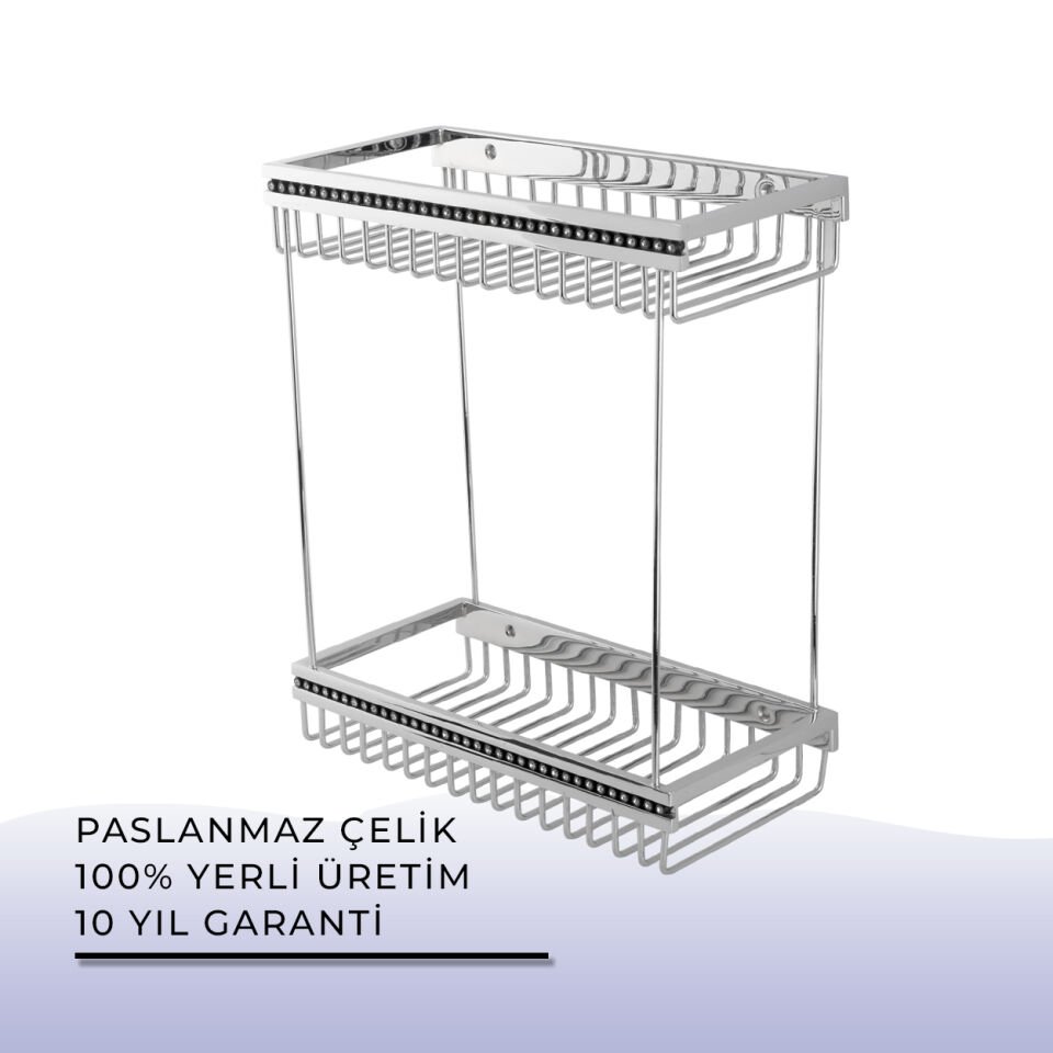 BANYOLİA - Çelik Banyo Swwor Lamalı İkili Şampuanlık 12x25 cm (SW10-032)