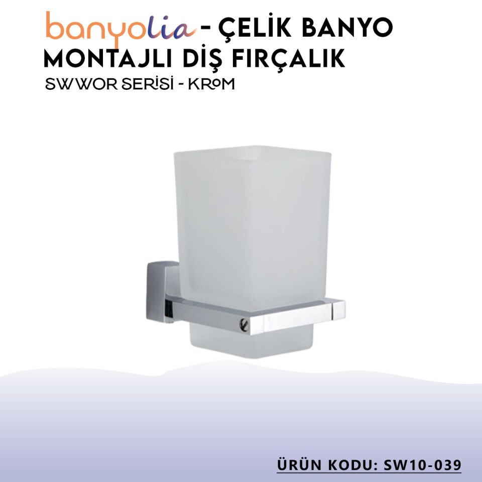 BANYOLİA - Çelik Banyo Swwor Montajlı Diş Fırçalık (SW10-039)