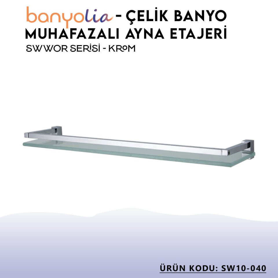 BANYOLİA - Çelik Banyo Swwor Muhafazalı Ayna Etajeri (SW10-040)