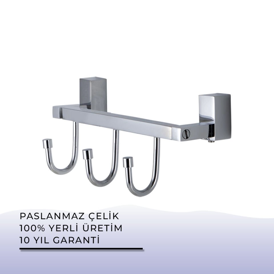 BANYOLİA - Çelik Banyo Swwor Üçlü Askılık (SW10-045)