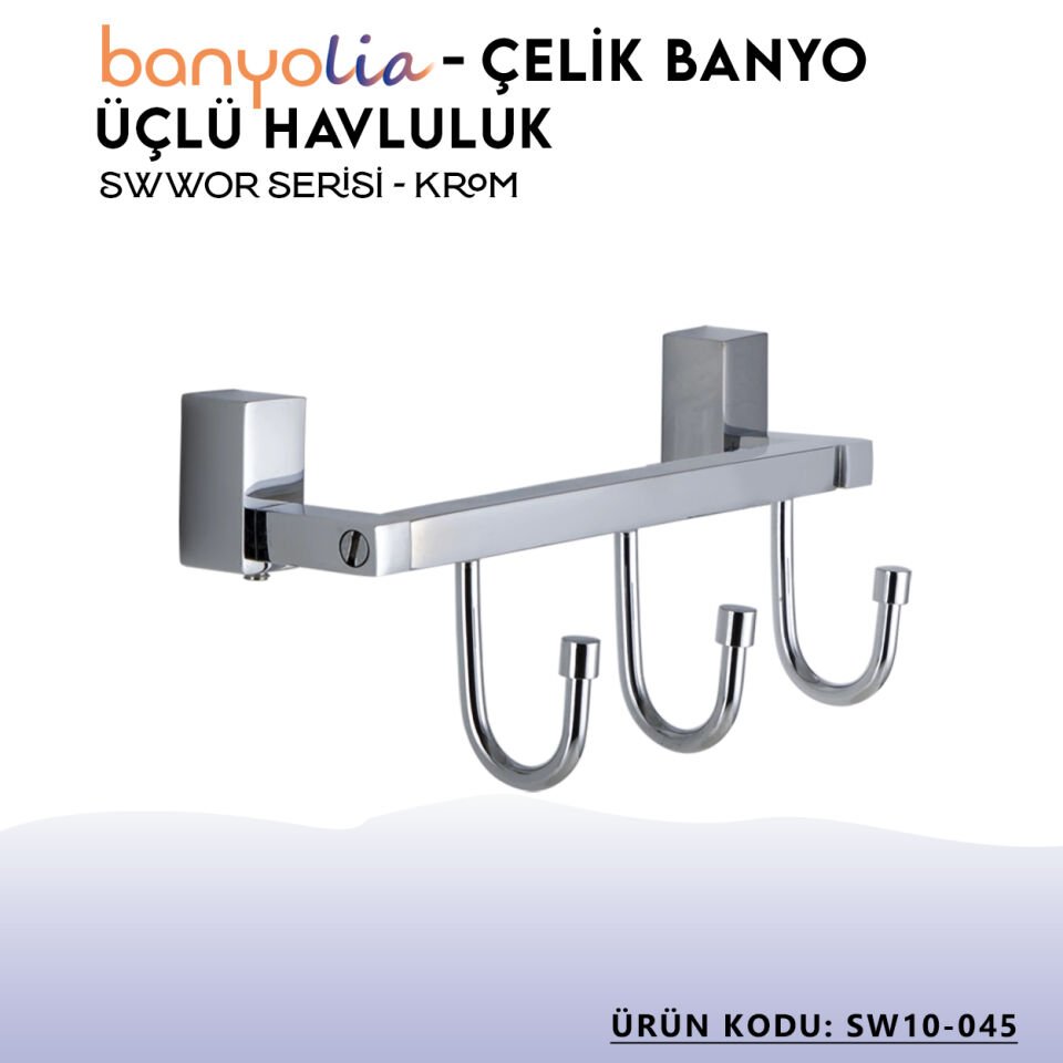 BANYOLİA - Çelik Banyo Swwor Üçlü Askılık (SW10-045)