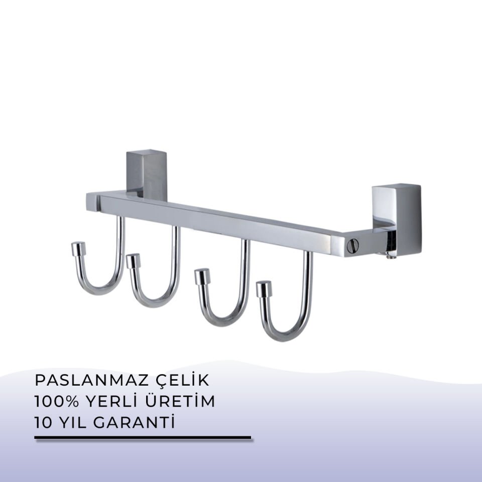 BANYOLİA - Çelik Banyo Swwor Dörtlü Askılık (SW10-046)