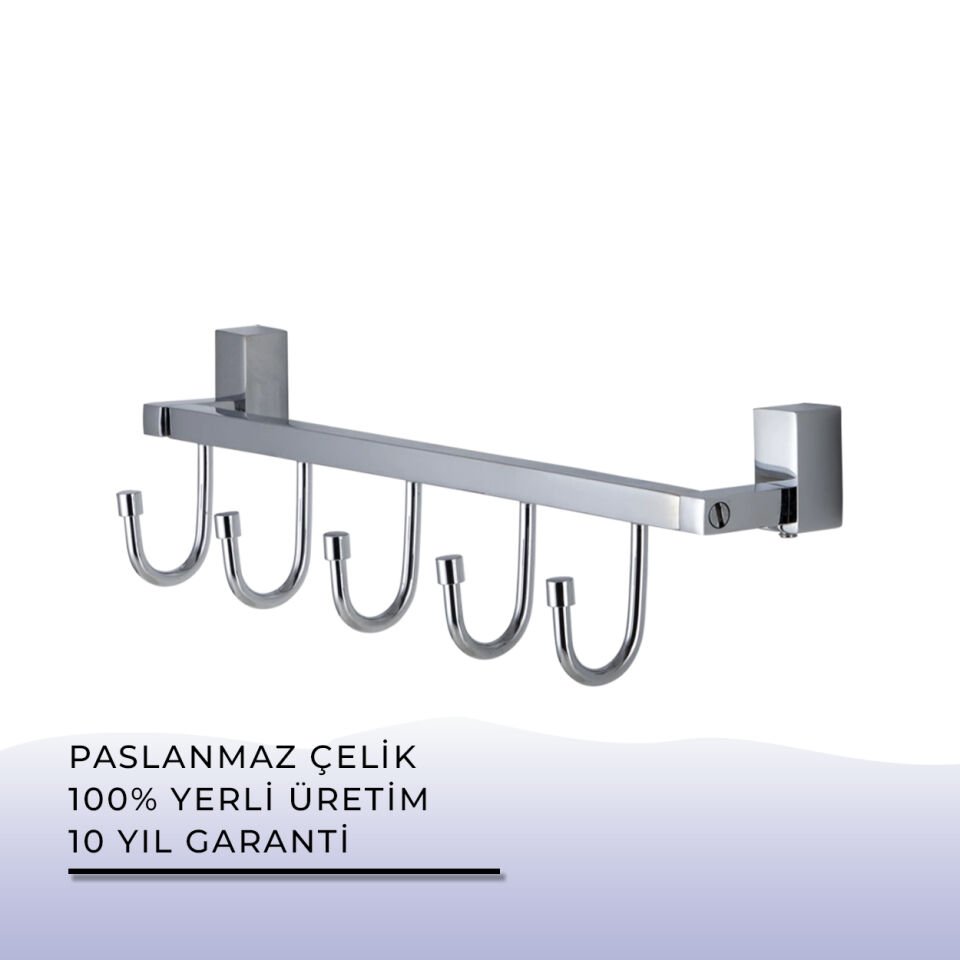 BANYOLİA - Çelik Banyo Swwor Beşli Askılık (SW10-047)