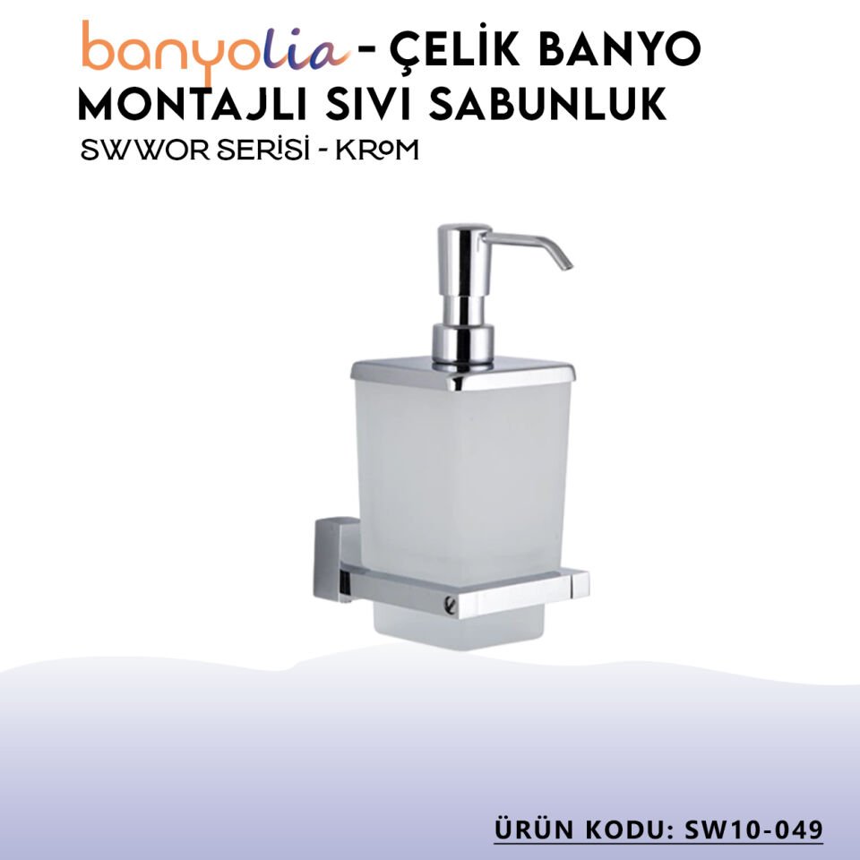 BANYOLİA - Çelik Banyo Swwor Montajlı Sıvı Sabunluk (SW10-049)