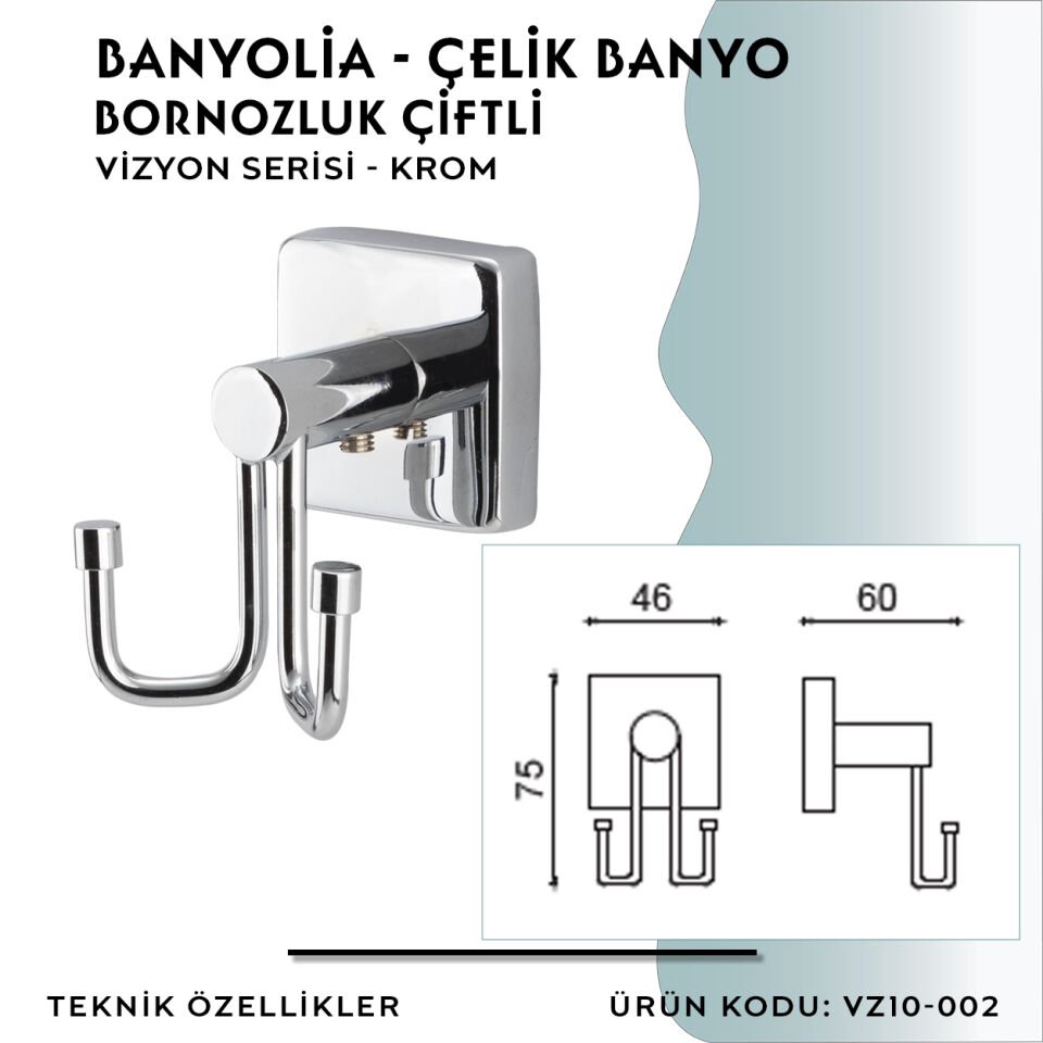 BANYOLİA - CLK Banyo Vizyon Bornozluk Çiftli (VZ10-002)