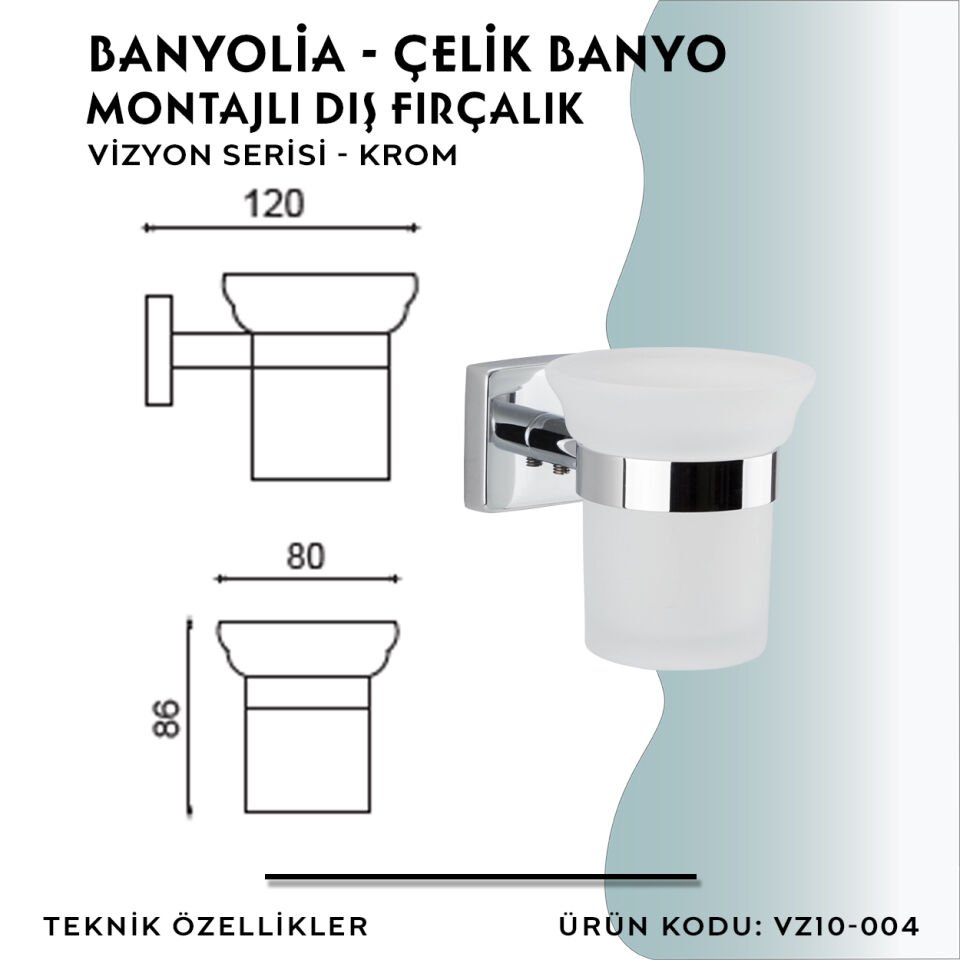 BANYOLİA - CLK Banyo Vizyon Montajlı Diş Fırçalık (VZ10-004)