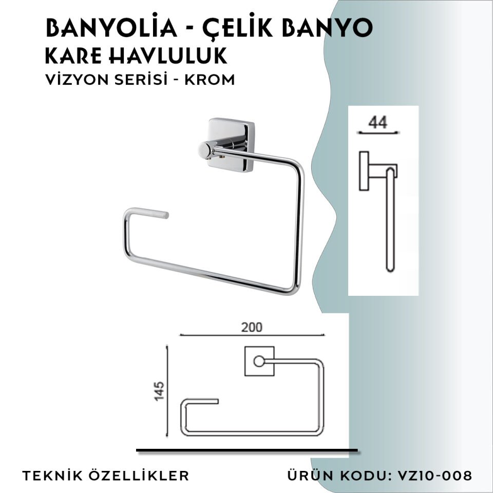 BANYOLİA - CLK Banyo Vizyon Kare Havluluk (VZ10-008)