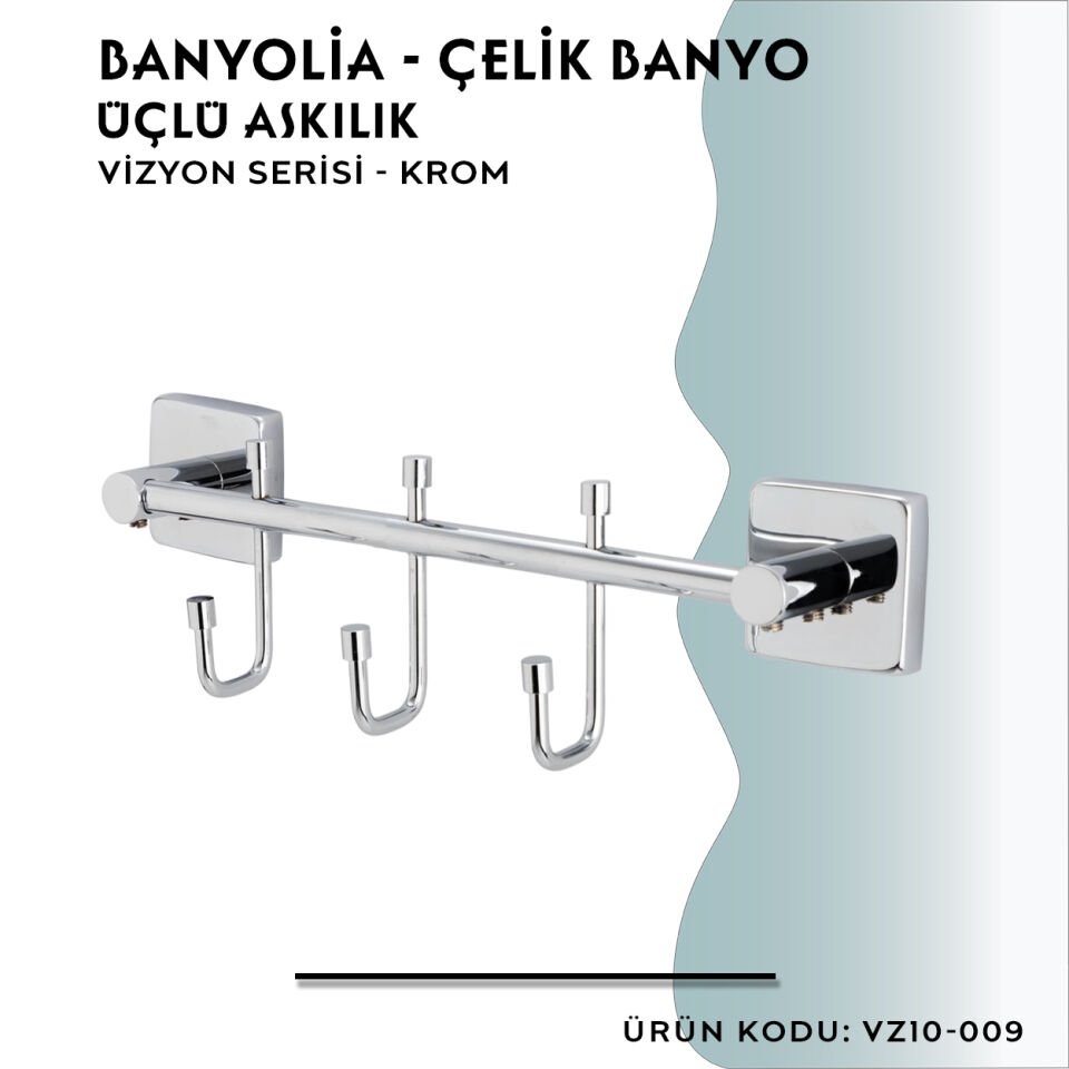 BANYOLİA - CLK Banyo Vizyon Üçlü Askılık (VZ10-009)