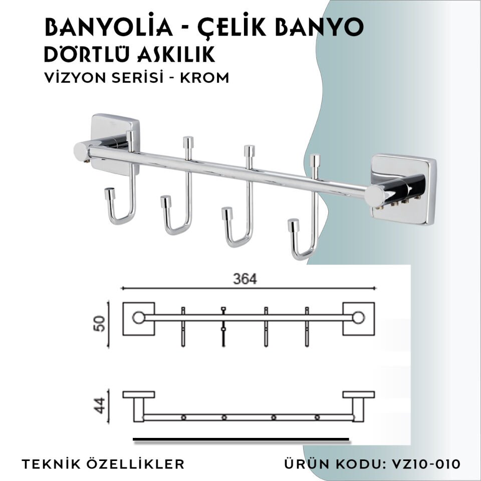 BANYOLİA - CLK Banyo Vizyon Dörtlü Askılık (VZ10-010)