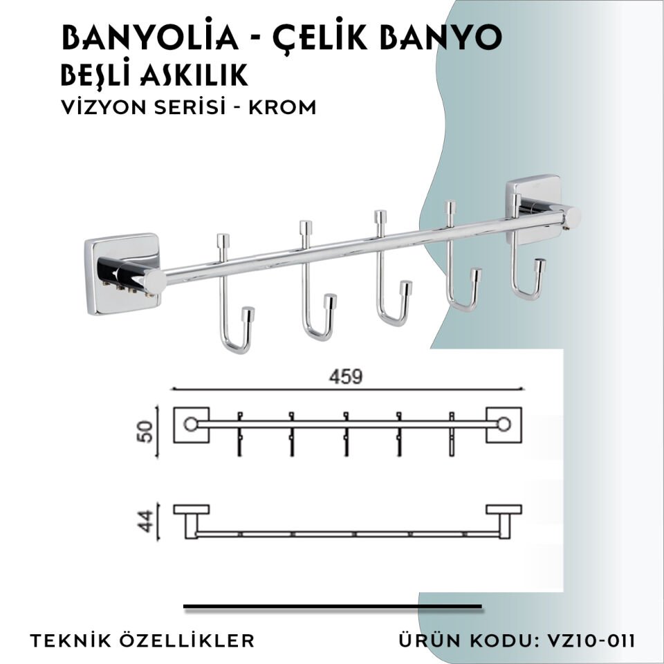 BANYOLİA - CLK Banyo Vizyon Beşli Askılık (VZ10-011)