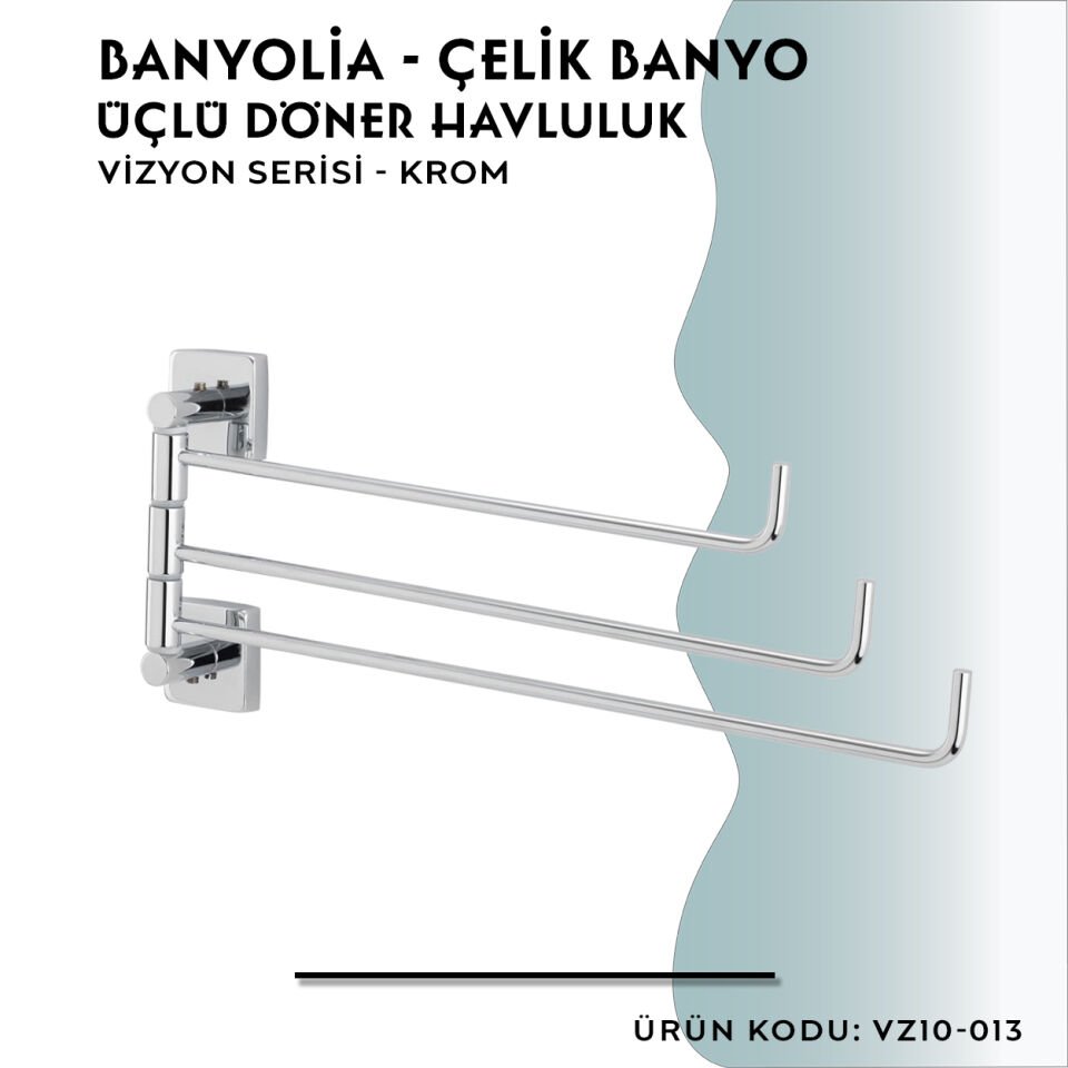 BANYOLİA - CLK Banyo Vizyon Üçlü Döner Havluluk (VZ10-013)