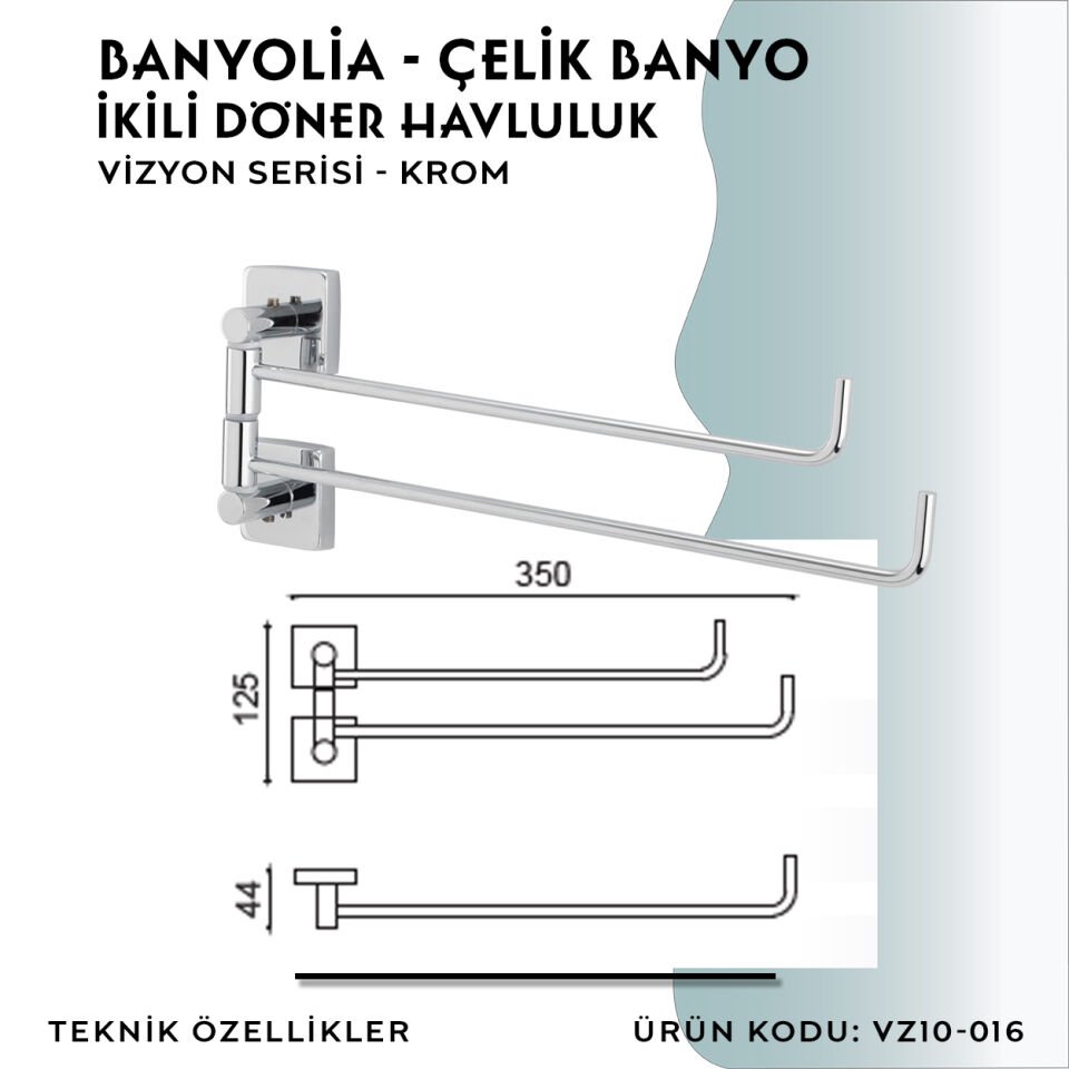 BANYOLİA - CLK Banyo Vizyon İkili Döner Havluluk (VZ10-016)