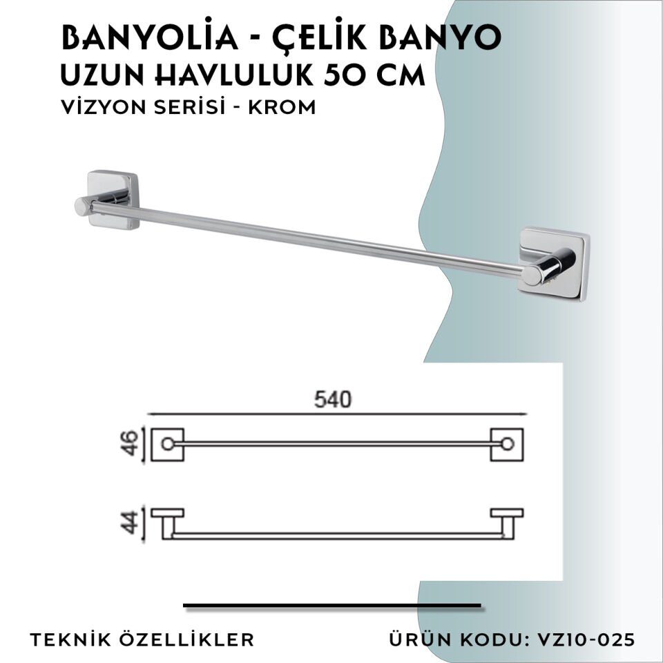 BANYOLİA - CLK Banyo Vizyon Uzun Havluluk 50cm (VZ10-025)