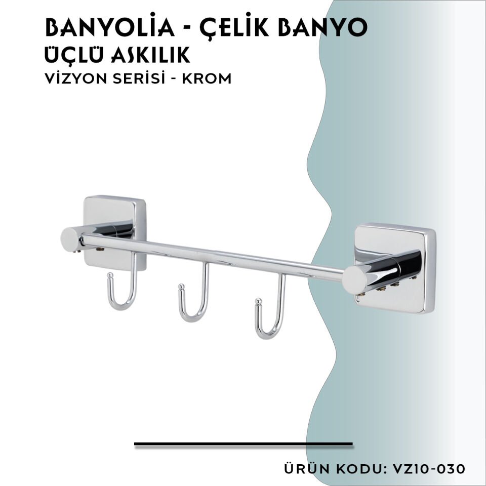 BANYOLİA - CLK Banyo Vizyon Üçlü Askılık (VZ10-030)
