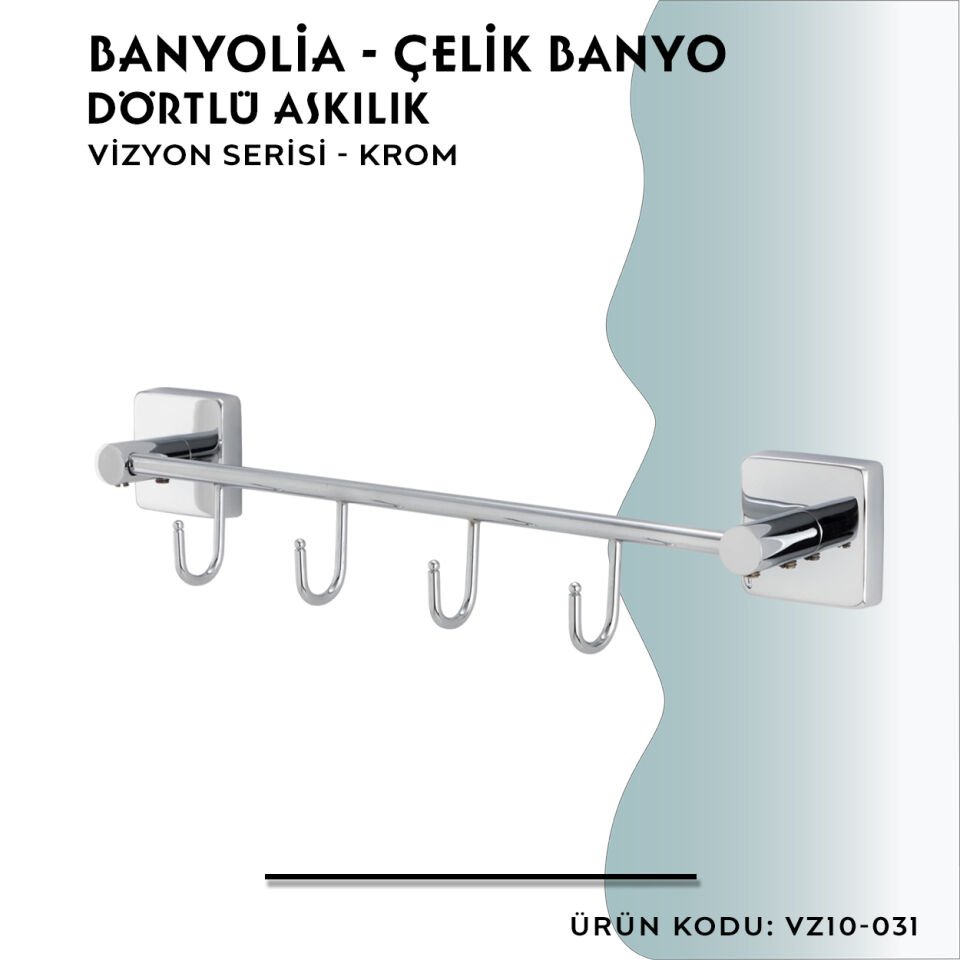BANYOLİA - CLK Banyo Vizyon Dörtlü Askılık (VZ10-031)