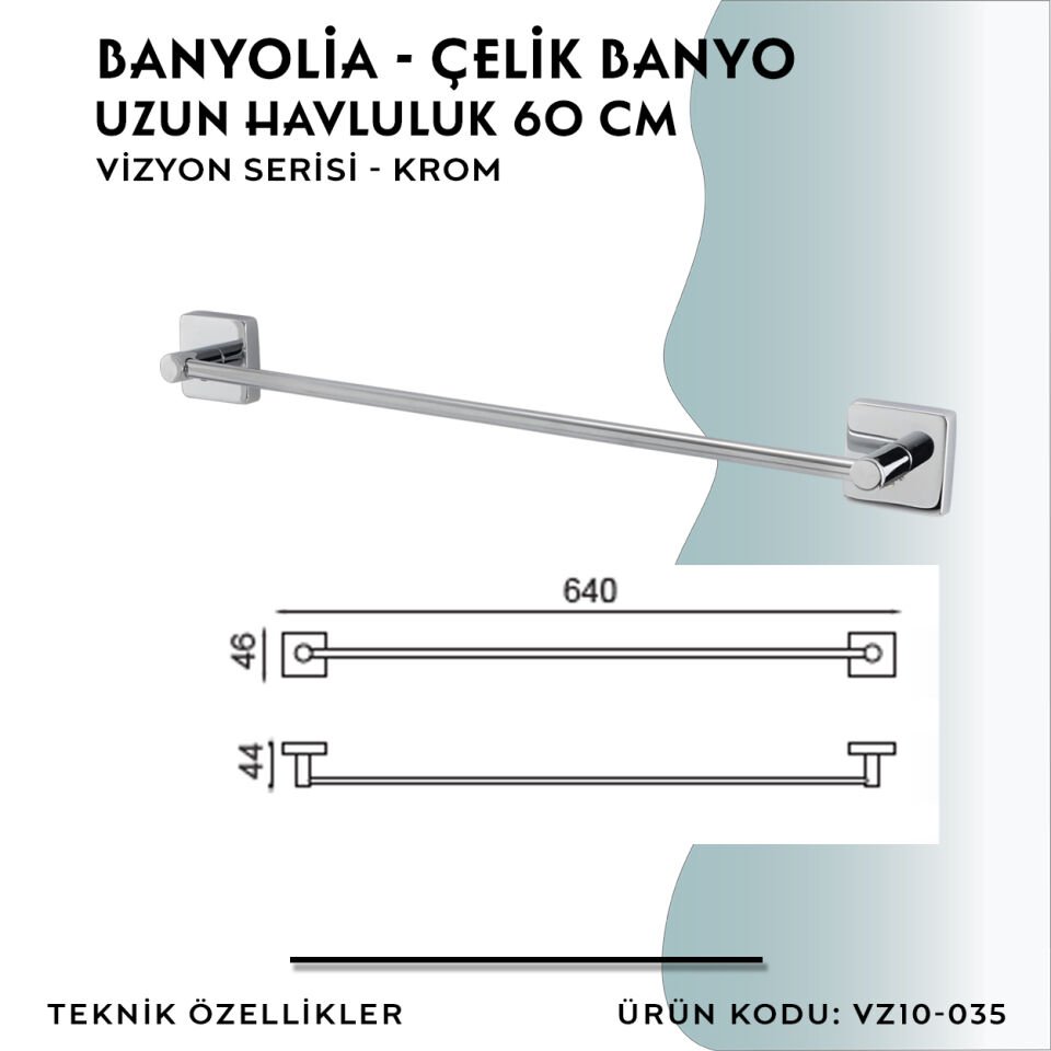 BANYOLİA - CLK Banyo Vizyon Uzun Havluluk 60cm (VZ10-035)