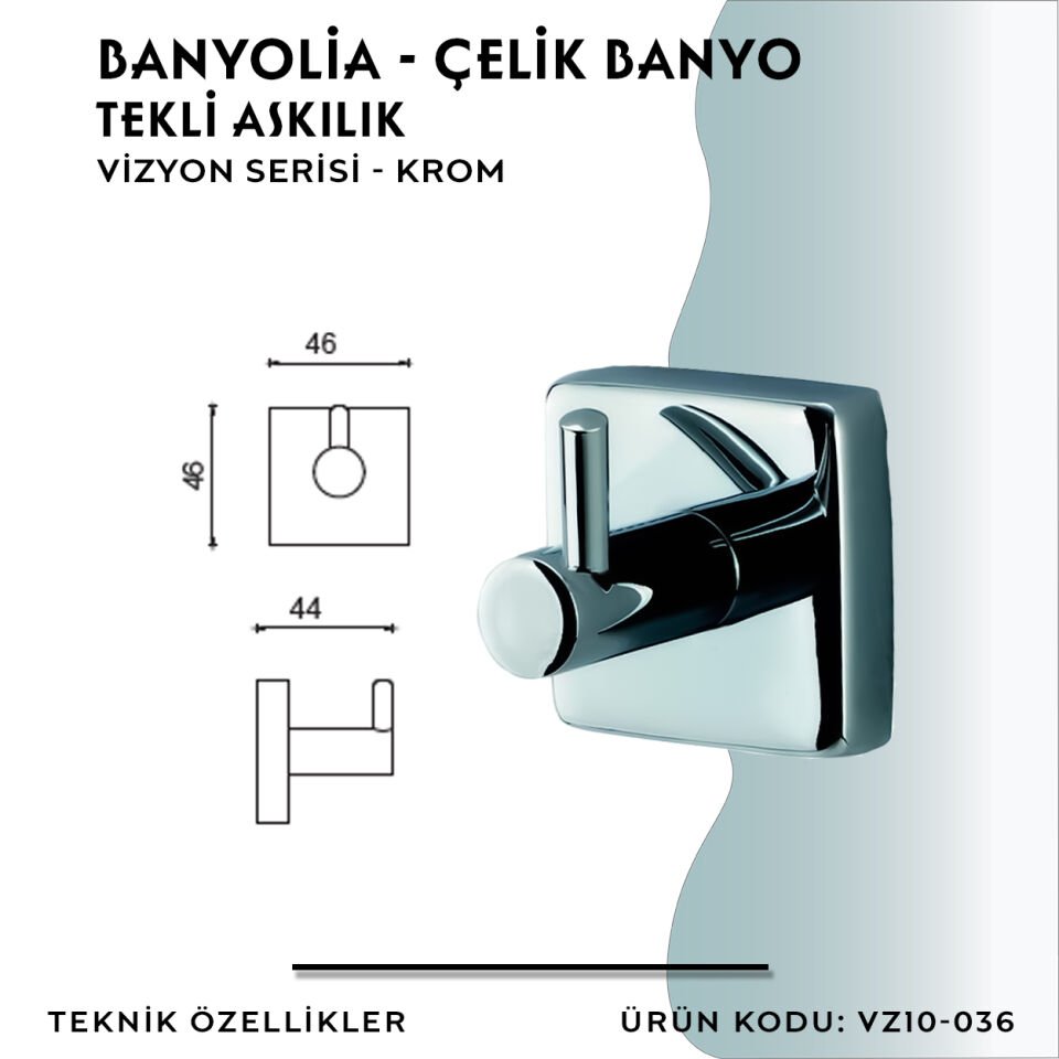 BANYOLİA - CLK Banyo Vizyon Tekli Askılık (VZ10-036)