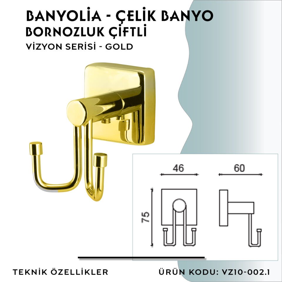 BANYOLİA - CLK Banyo Vizyon Gold Bornozluk Çiftli (VZ10-002.1)