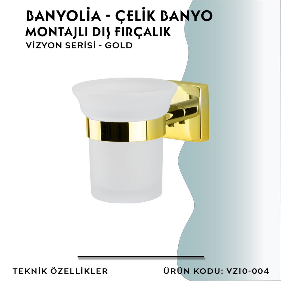 BANYOLİA - CLK Banyo Vizyon Gold Montajlı Diş Fırçalık (VZ10-004.1)