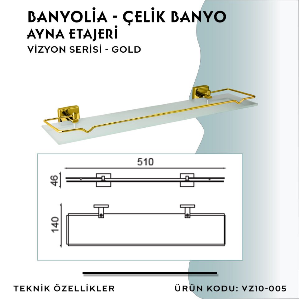 BANYOLİA - CLK Banyo Vizyon Gold Etajer (VZ10-005.1)