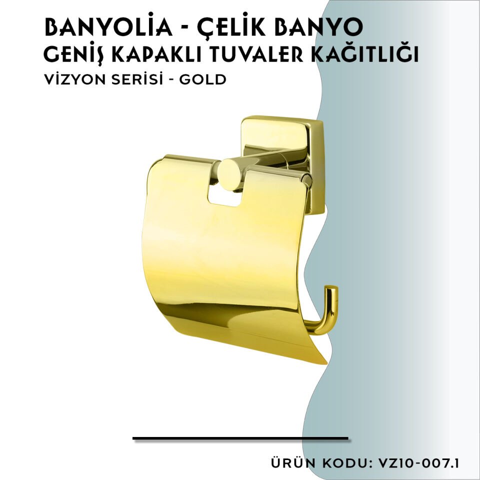 BANYOLİA - CLK Banyo Vizyon Gold Geniş Kapaklı Tuvalet Kâğıtlığı (VZ10-007.1)