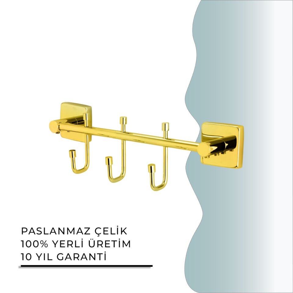 BANYOLİA - CLK Banyo Vizyon Gold Üçlü Askılık (VZ10-009.1)