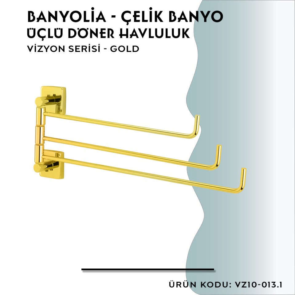 BANYOLİA - CLK Banyo Vizyon Gold Üçlü Döner Havluluk (VZ10-013.1)