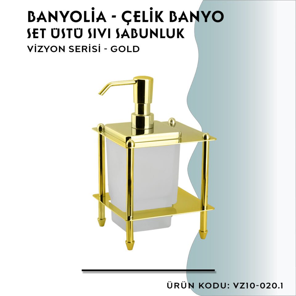 BANYOLİA - CLK Banyo Vizyon Gold Set Üstü Sıvı Sabunluk (VZ10-020.1)