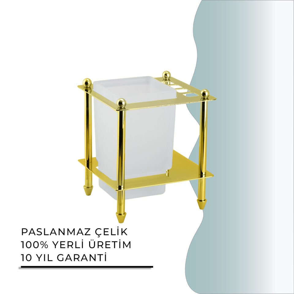 BANYOLİA - CLK Banyo Vizyon Gold Set Üstü Diş Fırçalık (VZ10-021.1)