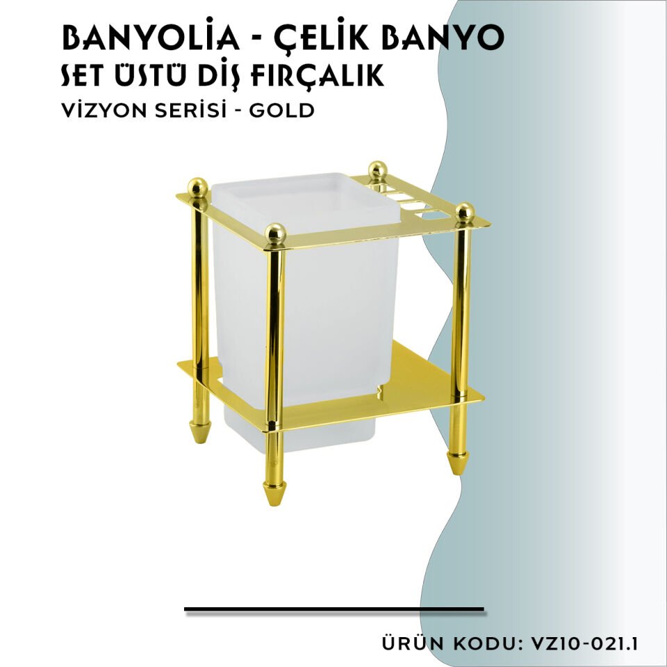 BANYOLİA - CLK Banyo Vizyon Gold Set Üstü Diş Fırçalık (VZ10-021.1)