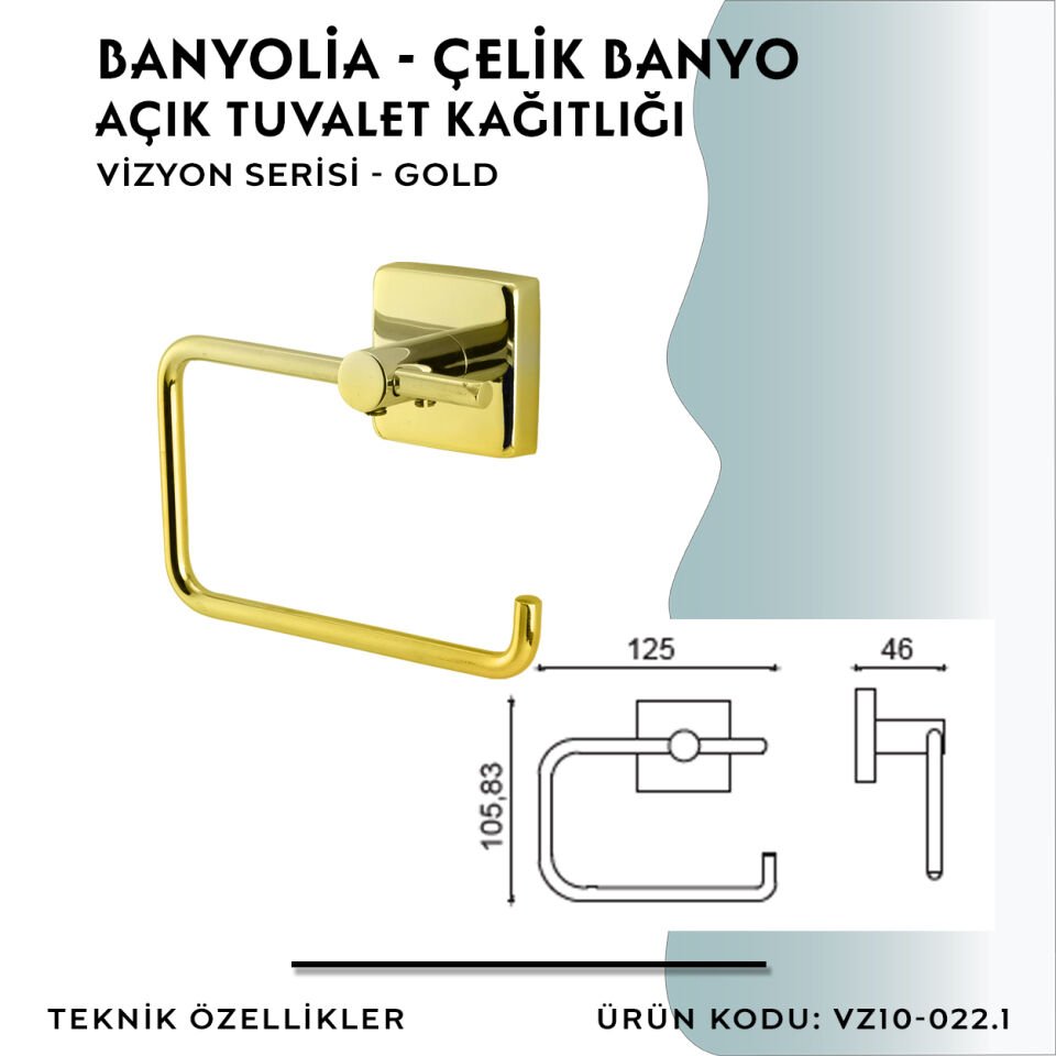 BANYOLİA - CLK Banyo Vizyon Gold Açık Tuvalet Kâğıtlığı (VZ10-022.1)
