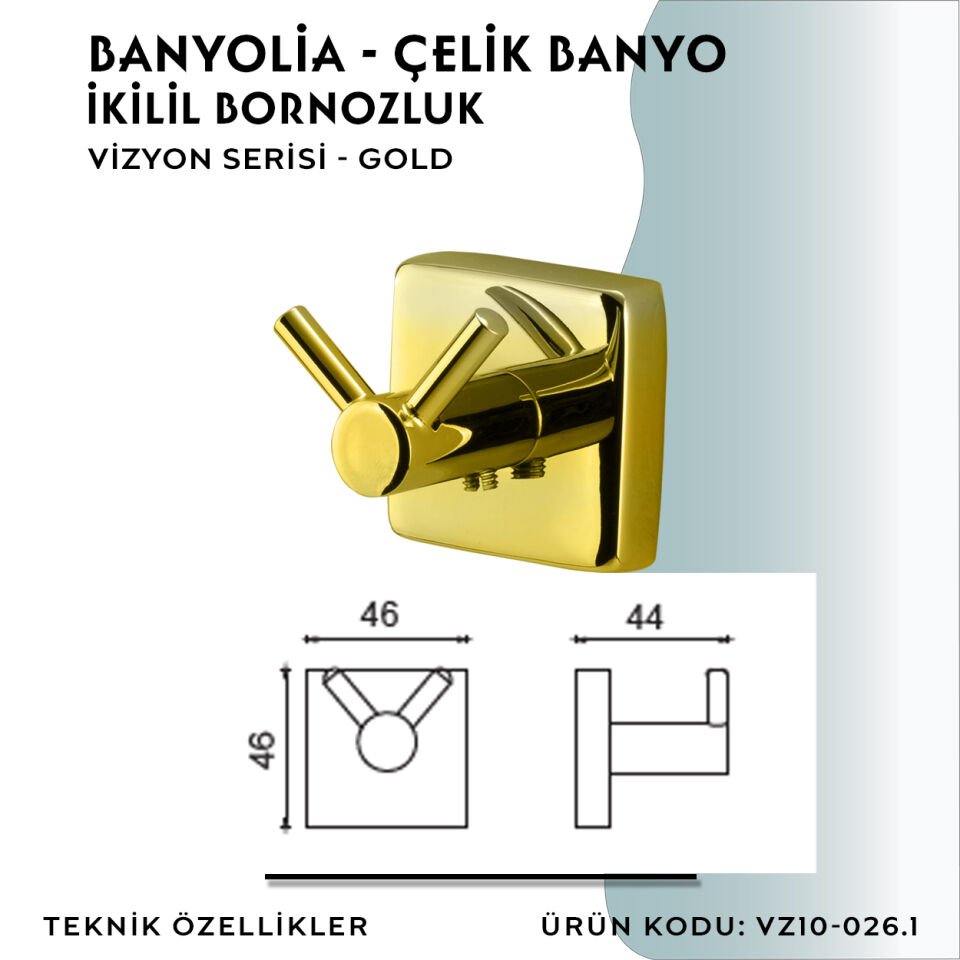 BANYOLİA - CLK Banyo Vizyon Gold Bornozluk Çiftli (VZ10-026.1)