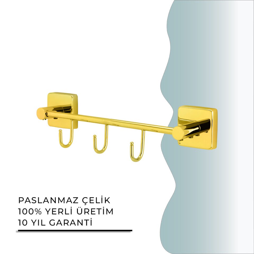 BANYOLİA - CLK Banyo Vizyon Gold Üçlü Askılık (VZ10-030.1)