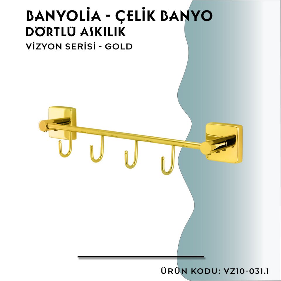 BANYOLİA - CLK Banyo Vizyon Gold Dörtlü Askılık (VZ10-031.1)
