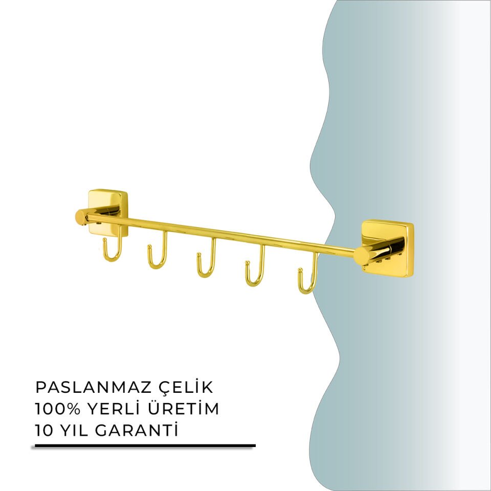 BANYOLİA - CLK Banyo Vizyon Gold Beşli Askılık (VZ10-032.1)