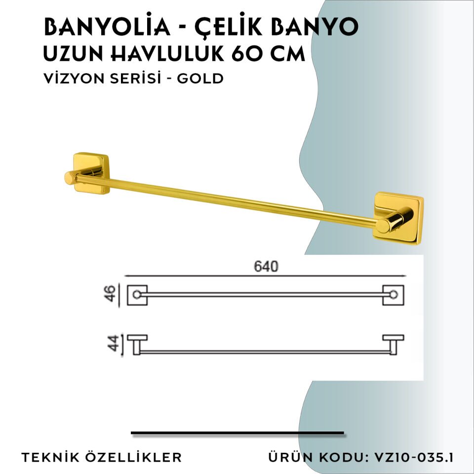 BANYOLİA - CLK Banyo Vizyon Gold Uzun Havluluk 60cm (VZ10-035.1)
