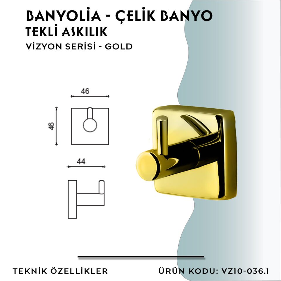 BANYOLİA - CLK Banyo Vizyon Gold Tekli Askılık (VZ10-036.1)