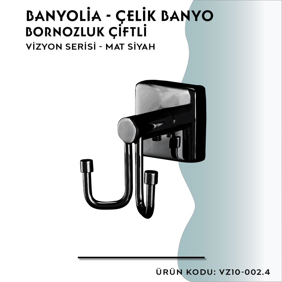 BANYOLİA - CLK Banyo Vizyon Mat Mat Siyah Bornozluk Çiftli (VZ10-002.4)