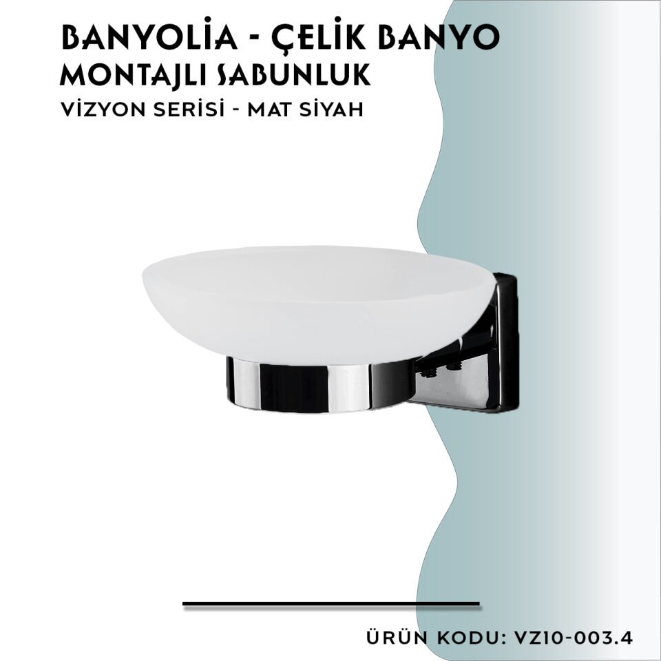 BANYOLİA - CLK Banyo Vizyon Mat Siyah Montajlı Sabunluk (VZ10-003.4)