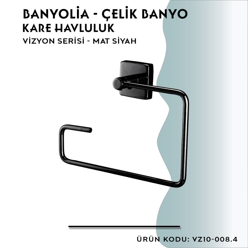 BANYOLİA - CLK Banyo Vizyon Mat Siyah Kare Havluluk (VZ10-008.4)