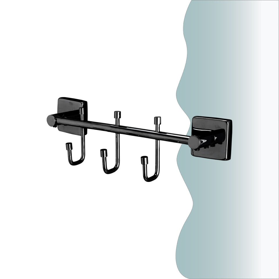 BANYOLİA - CLK Banyo Vizyon Mat Siyah Üçlü Askılık (VZ10-009.4)