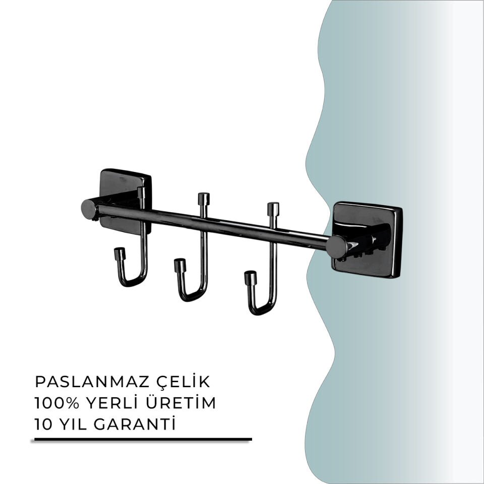 BANYOLİA - CLK Banyo Vizyon Mat Siyah Üçlü Askılık (VZ10-009.4)
