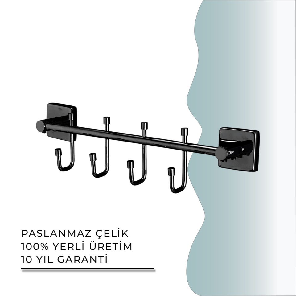 BANYOLİA - CLK Banyo Vizyon Mat Siyah Dörtlü Askılık (VZ10-010.4)