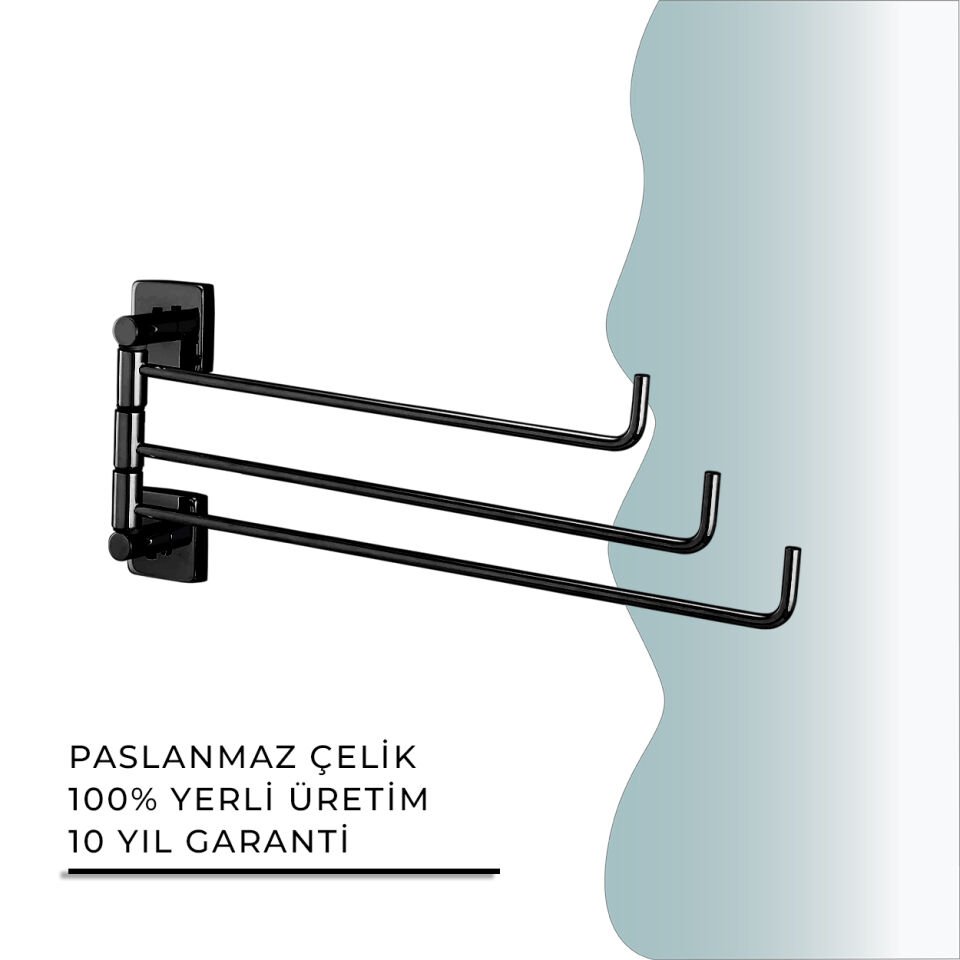 BANYOLİA - CLK Banyo Vizyon Mat Siyah Üçlü Döner Havluluk (VZ10-013.4)