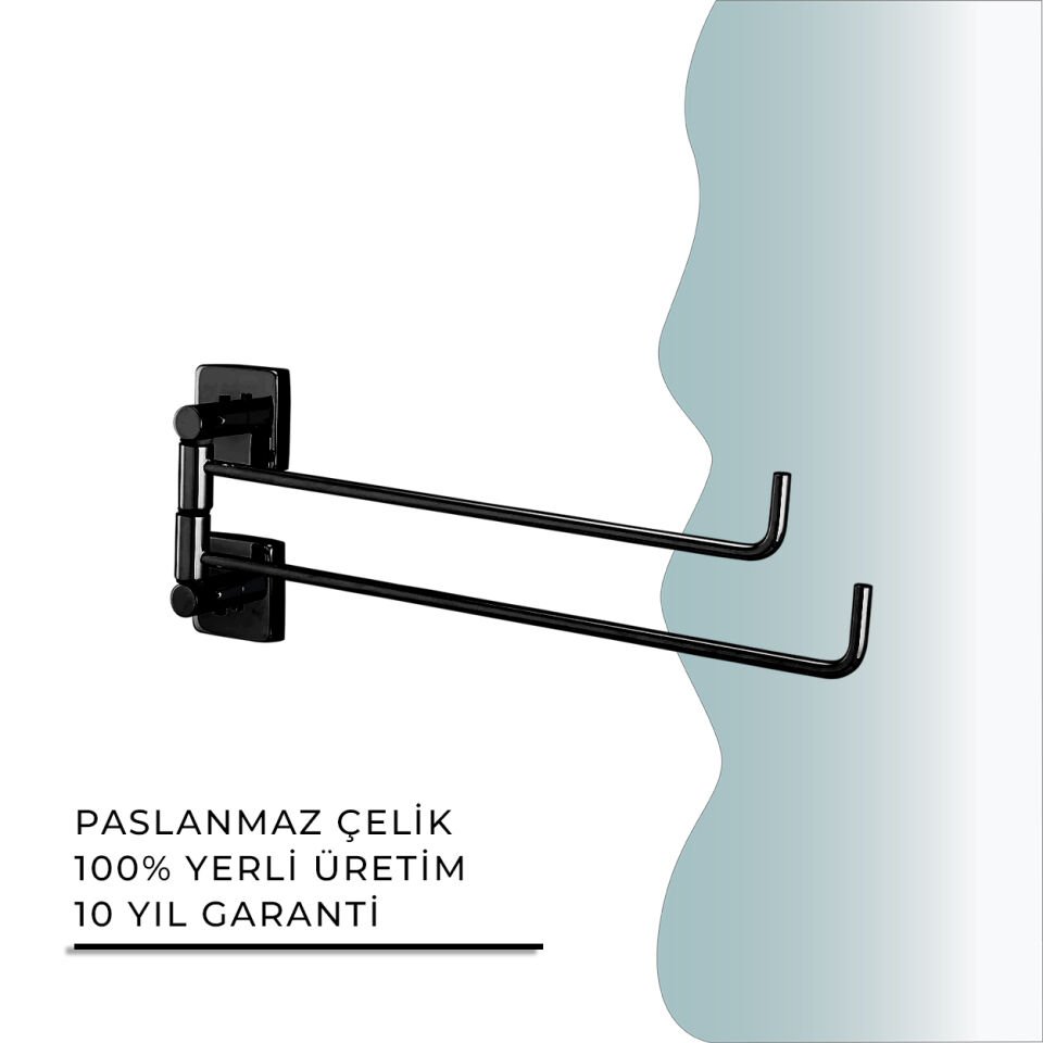 BANYOLİA - CLK Banyo Vizyon Mat Siyah İkili Döner Havluluk (VZ10-016.4)