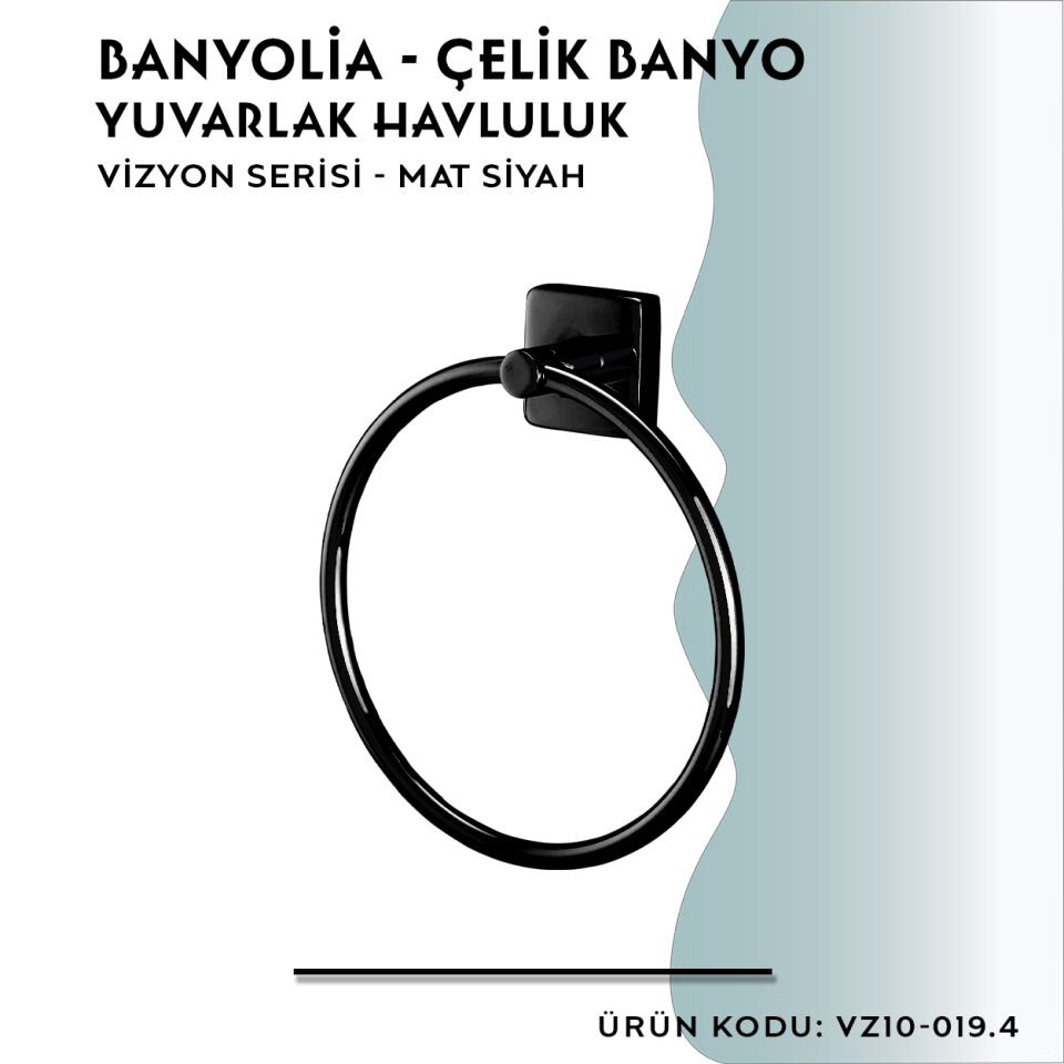 BANYOLİA - CLK Banyo Vizyon Mat Siyah Yuvarlak Havluluk (VZ10-019.4)