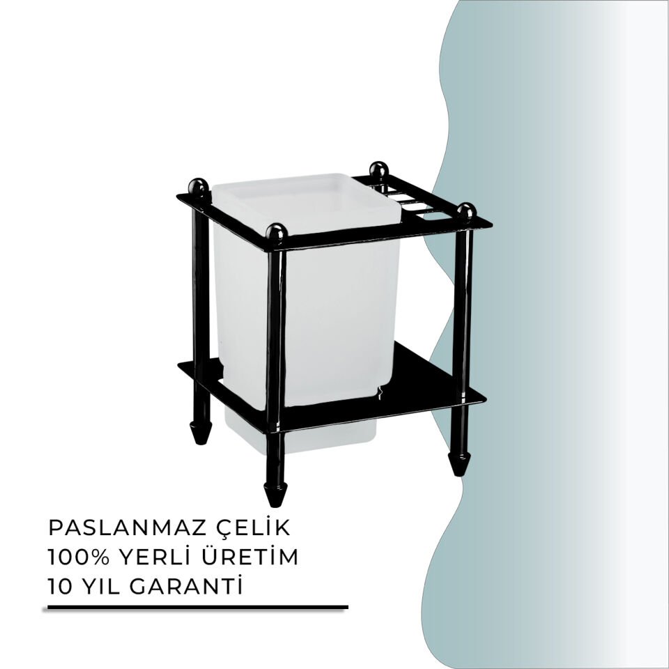 BANYOLİA - CLK Banyo Vizyon Mat Siyah Set Üstü Diş Fırçalık (VZ10-021.4)