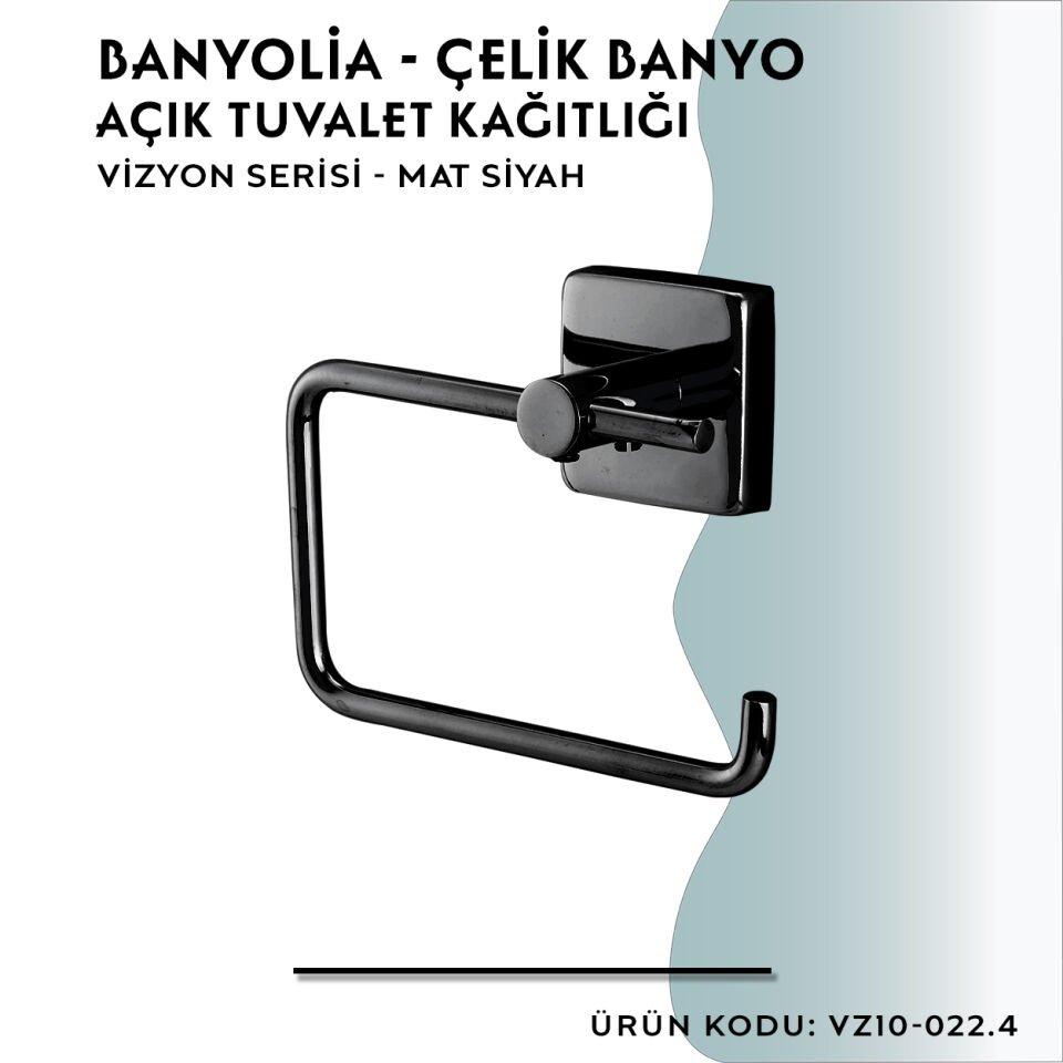 BANYOLİA - CLK Banyo Vizyon Mat Siyah Açık Tuvalet Kâğıtlığı (VZ10-022.4)